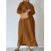 Women Thick Puff Sleeve Loose Sweatshirt Maxi Length Hooded Casual Midi Dresses