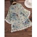 L  5XL Butterfly Print Tassel Kimonos Bohemian Beach Cardigan