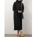 Women Sweatshirt Turtleneck Thick Side Pockets Side Fork Casual Midi Dresses