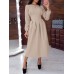 Women Puff Sleeve Party Elegant Calf Length Casual Midi Dresses