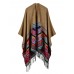 Women Sleeveless Geometric Tassel Striped Reversible Wrap